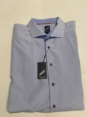 NWT Daniel Hechter Men's Light Blue Mini-Dot Dress Shirt size 4XL